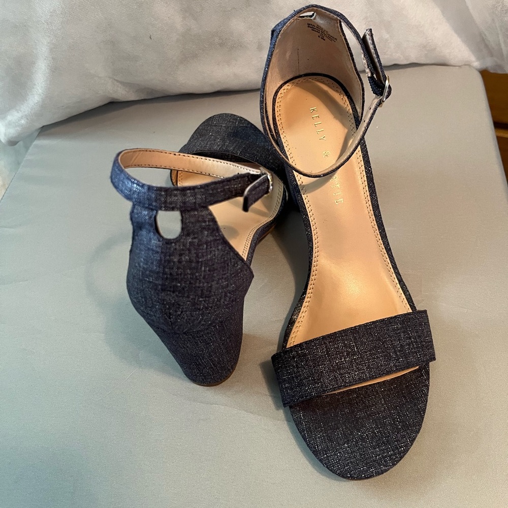 Faux denim high heels